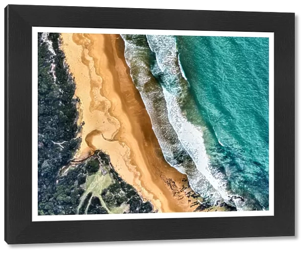 Aerial view of beach and ocean. Victoria, Australia