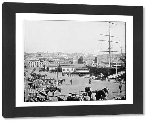Antique photograph of Circular Quay harbour (Sydney, Australia)-19th century