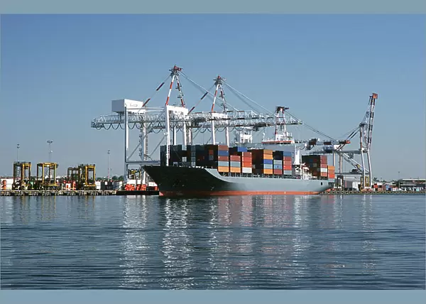 Container ship in dock, Melbourne, Australia
