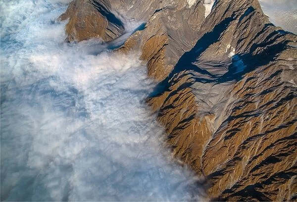 Aerial view of the Mount Cook Aoraki National Park, south Island of New Zealand
