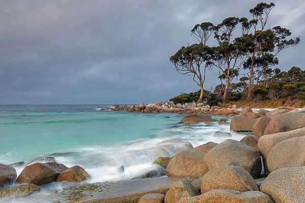 Dramatic light over the bay of fires in Tasmania