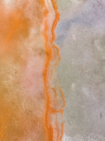Textures in a dry salt lake photographed from a drone, Ashville, South Australia, Australia