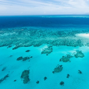 Great Barrier Reef and coral sand cay