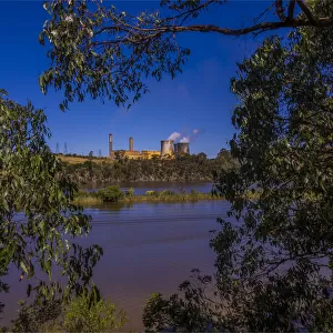 Lake Narracan and a view of the Yallourn north coal powered power station, Moe