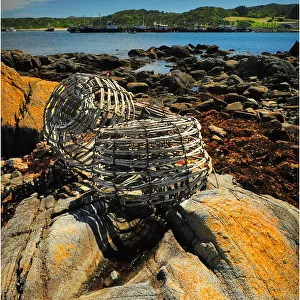 Lobster Pots and Currie harbour view, King Island, Bass Strait, Tasmania