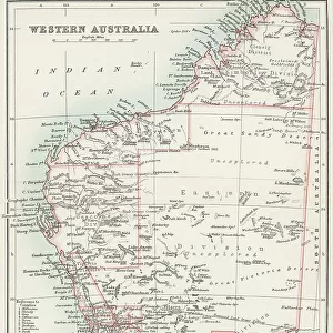 Old chromolithograph map of Western Australia