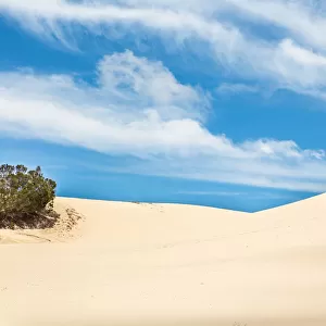 Sand dunes with blue skies and white clouds