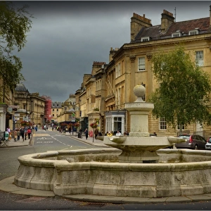 Street scene in the central district of Bath, somerset, England