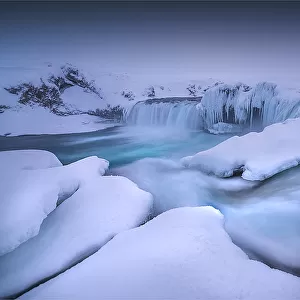 Winter at Ljosa and Godafoss waterfall in northern Iceland