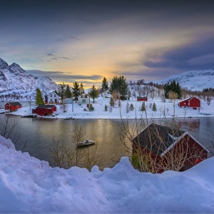 Winter scene, Lofoten Peninsular, arctic circle of Norway