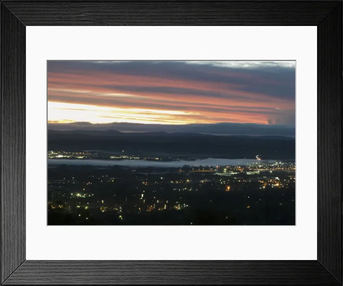 Framed Print : Australia, Canberra, Aerial view of downtown during sunset Framed Print : Australia, Canberra, Aerial view of downtown during sunset