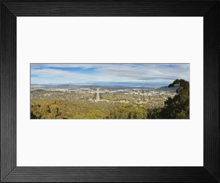 Framed Print : View of Canberra and Lake Burley Griffin