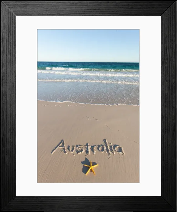 Framed Print : Australia written on a beach Framed Print : Australia written on a beach