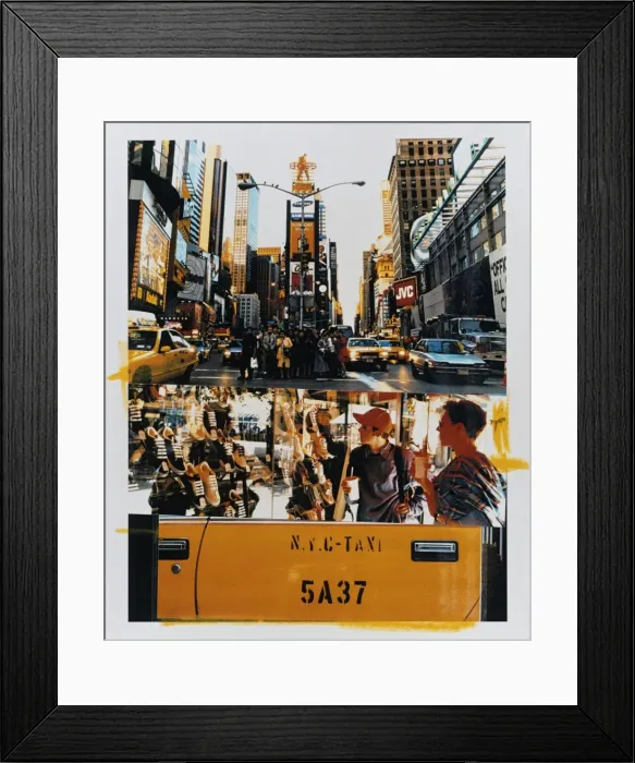 Framed Print : USA, New York City, Times Square, teenage boys and taxi (montage) Framed Print : USA, New York City, Times Square, teenage boys and taxi (montage)