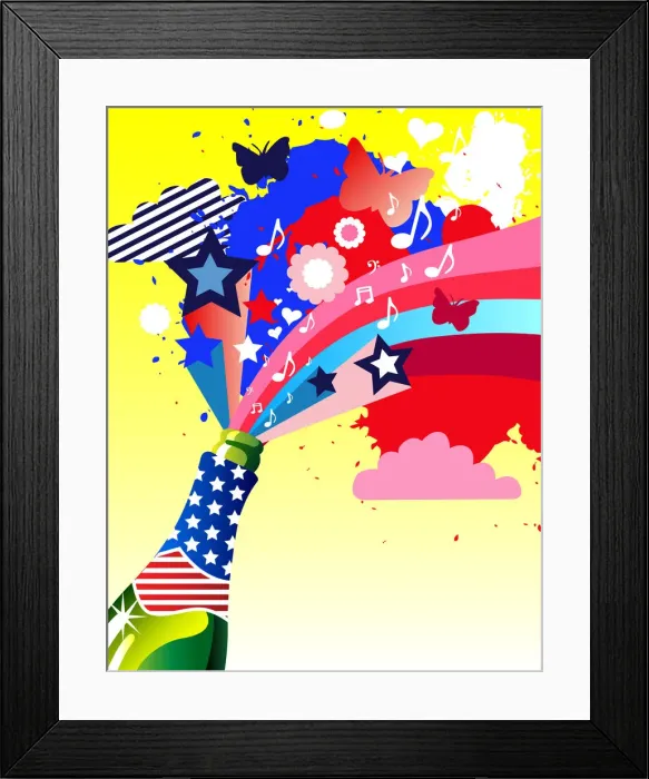 Framed Print : Colorful explosion from bottle Framed Print : Colorful explosion from bottle