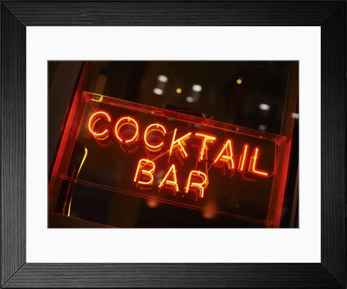Framed Print : Cocktail bar neon