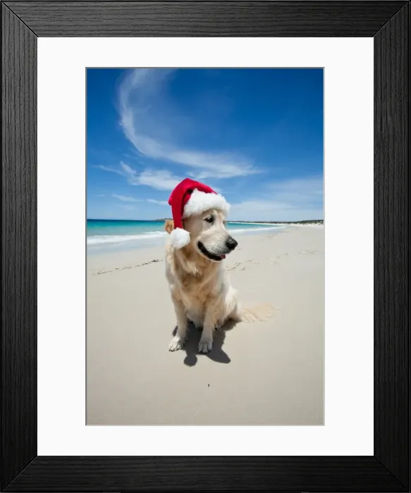 Framed Print : Golden Retriever at pristine beach Framed Print : Golden Retriever at pristine beach