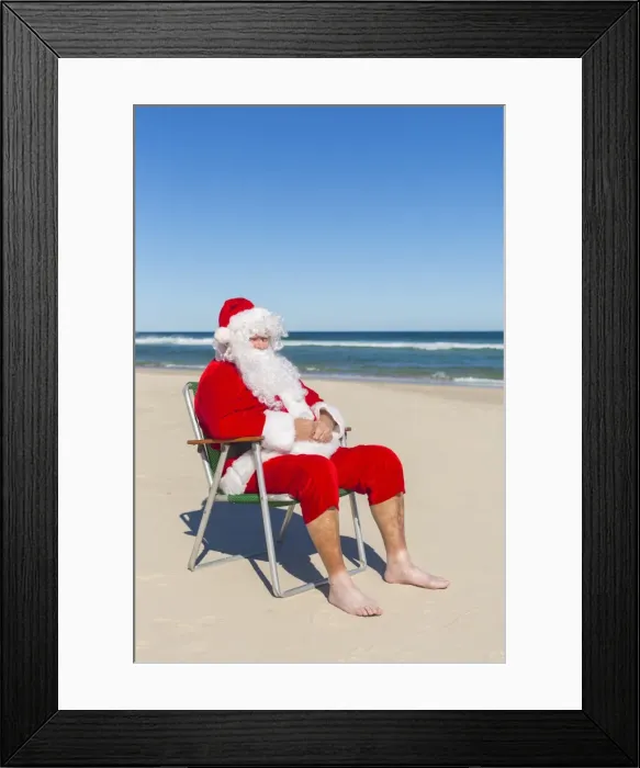 Framed Print : Santa Claus at the Beach