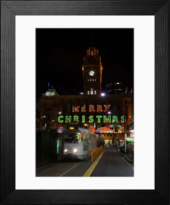 Framed Print : Christmas Sign, Flinders Street Train Station, Melbourne Australia