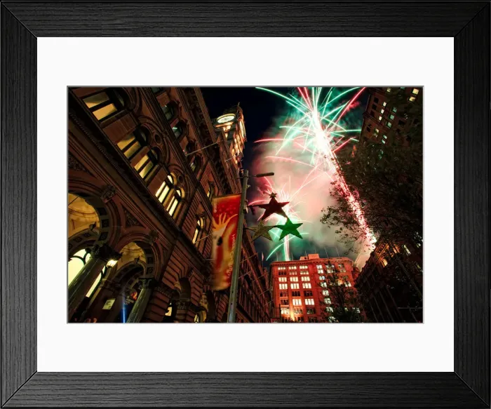 Framed Print : Fireworks Christmas, Martin Place, Sydney Framed Print : Fireworks Christmas, Martin Place, Sydney