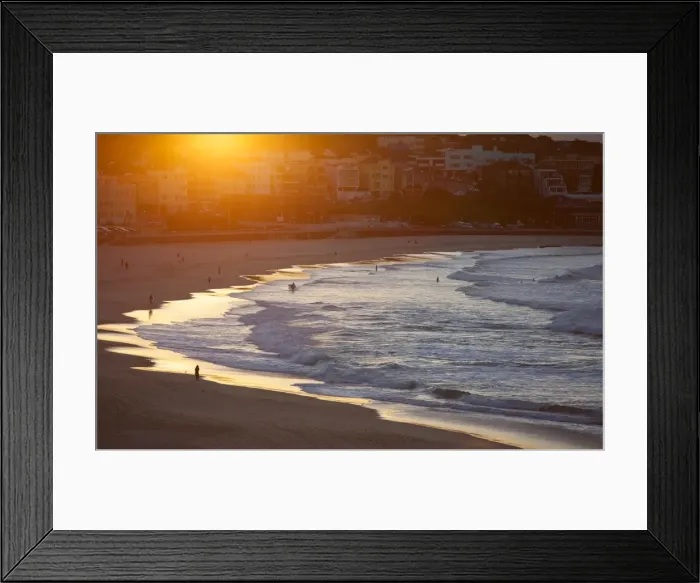 Framed Print : Golden light beach