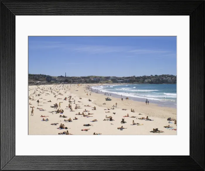 Framed Print : Sunbathers on Bondi Beach, Sydney