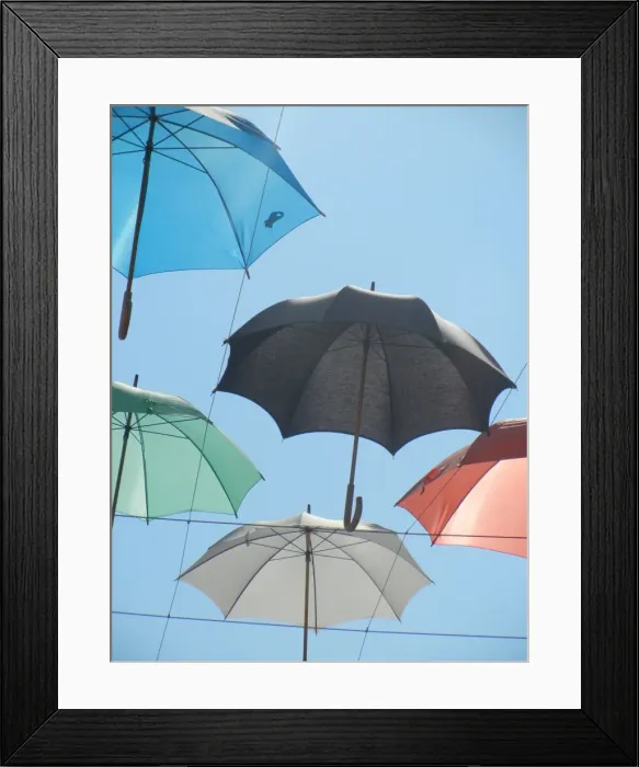 Framed Print : Umbrellas installation in street Framed Print : Umbrellas installation in street
