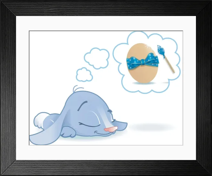 Framed Print : Cute dreaming Rabbit (bue color)
