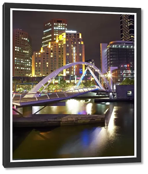 Australia, Melbourne, Southgate Bridge illuminated at night