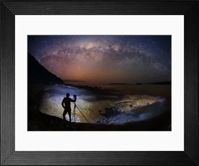 Framed Print : Photographer taking a photo of the Milky Way Framed Print : Photographer taking a photo of the Milky Way