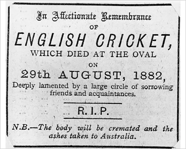 Death Of Cricket, The Sporting Times mock obituary 1882