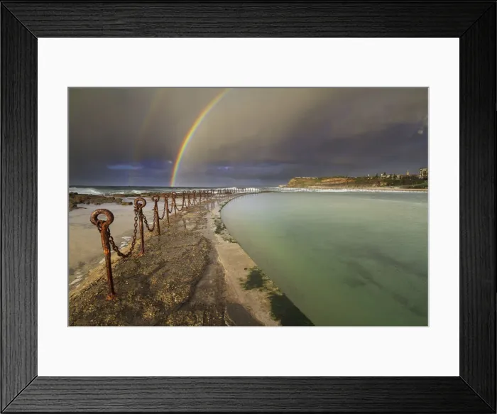 Framed Print : Double rainbow over Newcastle Baths Framed Print : Double rainbow over Newcastle Baths