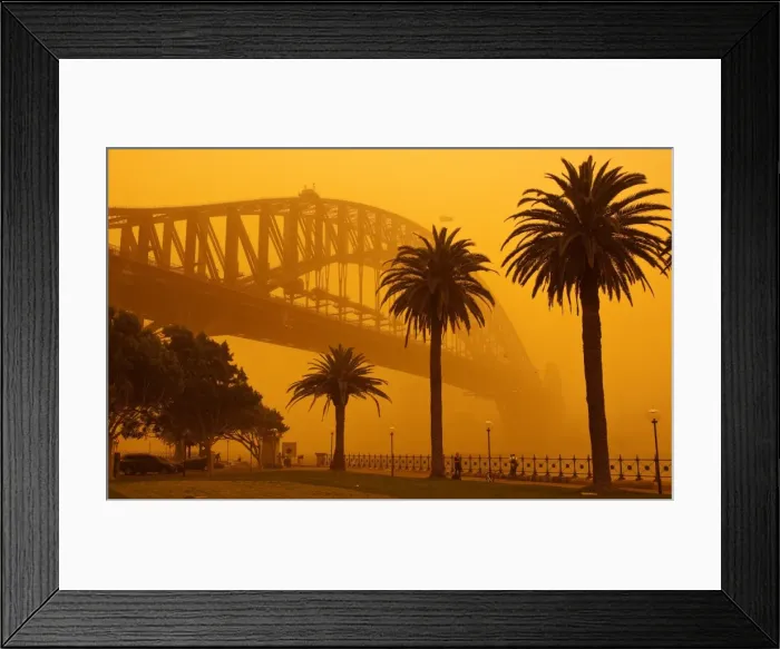 Framed Print : Sydney Harbour Bridge during Sept 2009 dust storm Framed Print : Sydney Harbour Bridge during Sept 2009 dust storm