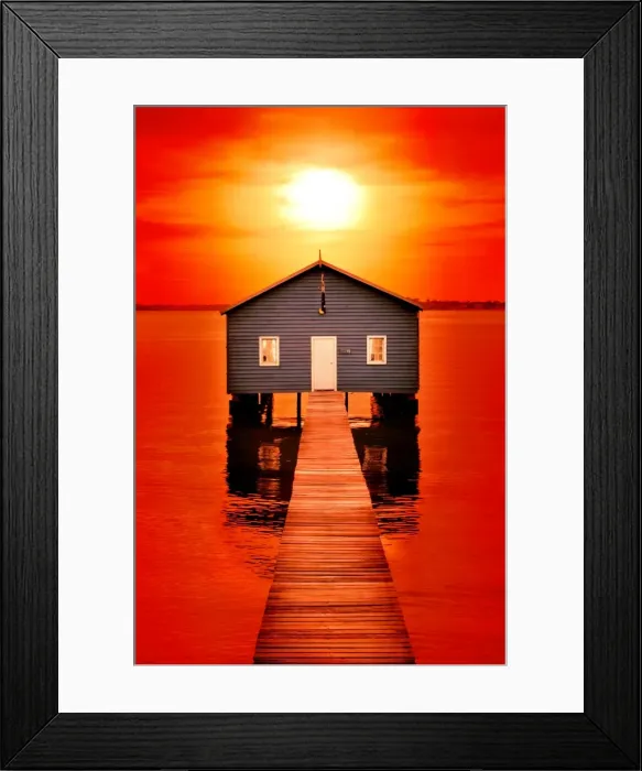 Framed Print : Blood Sunset over Crawley Edge Boat Shed Framed Print : Blood Sunset over Crawley Edge Boat Shed