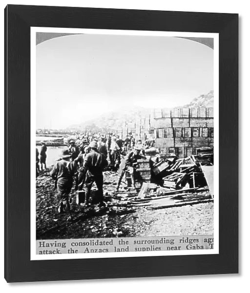 Logistics At Gallipoli; Anzac troops landing supplies near Gaba Tepe, Turkey