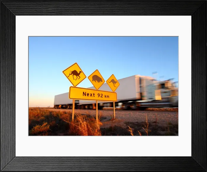 Framed Print : Australia road sign highway Framed Print : Australia road sign highway