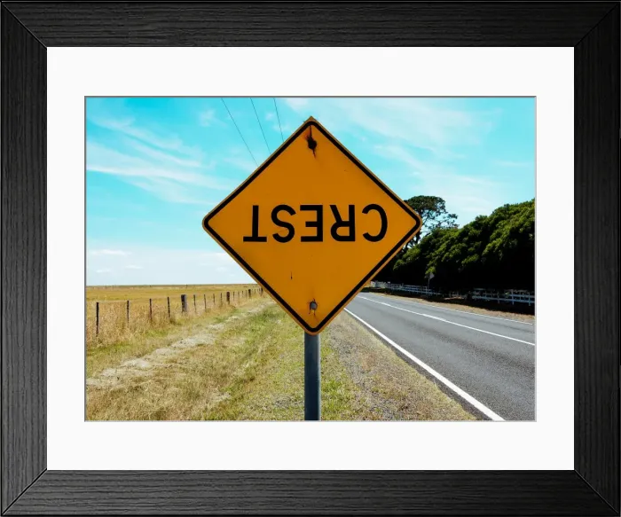 Framed Print : Road Sign For Rollovers