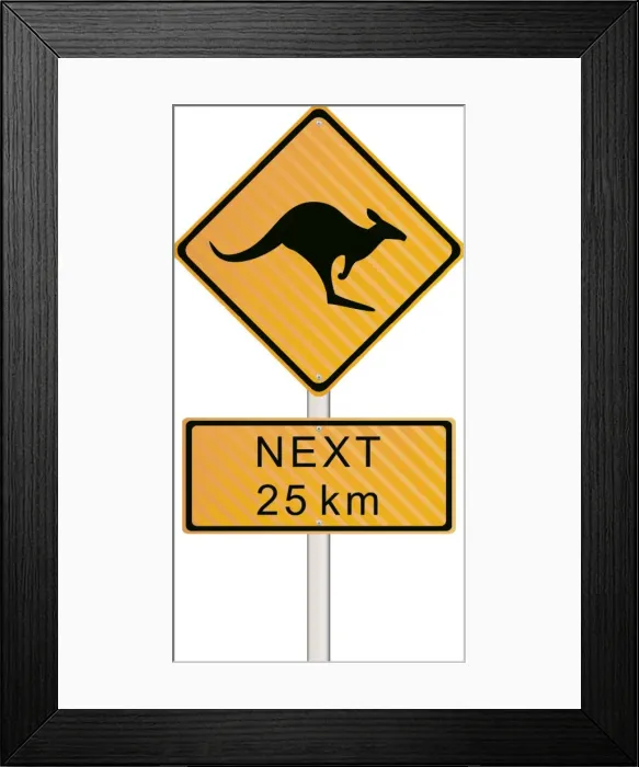 Framed Print : Kangaroo Crossing Sign