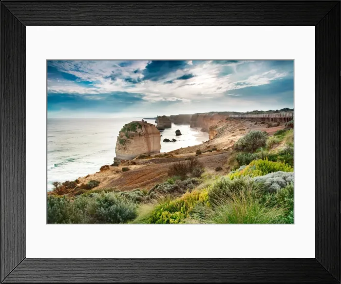 Framed Print : Apostles. Twelve Apostles is collection of limestone stacks off shore of Framed Print : Apostles. Twelve Apostles is collection of limestone stacks off shore of