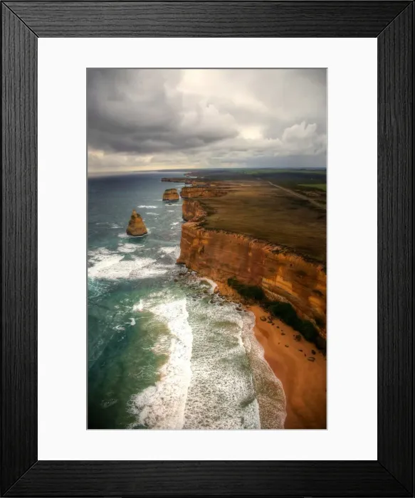 Framed Print : Aerial view of Great Ocean Road and 12 Apostles