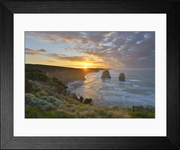 Framed Print : Limestone Stacks at Sunrise Framed Print : Limestone Stacks at Sunrise