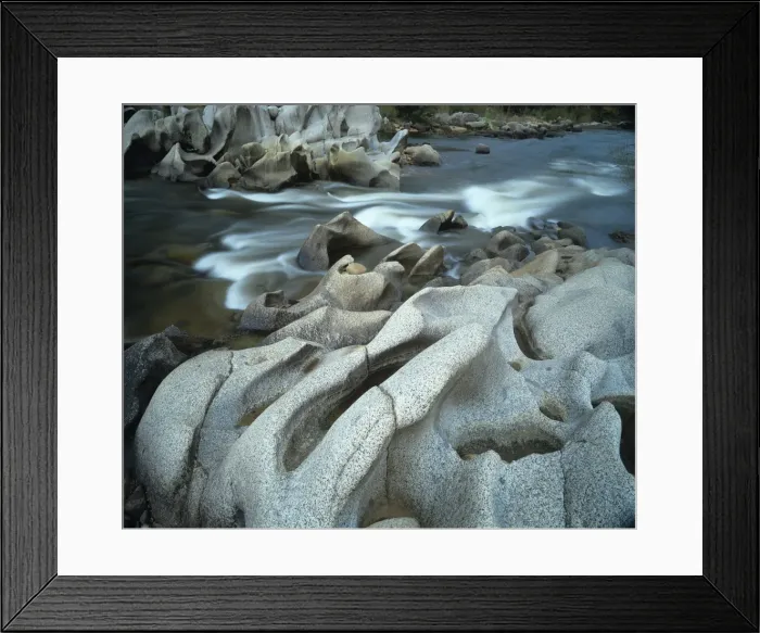 Framed Print : Australia, New South Wales, eroded granite rock in Snowy River