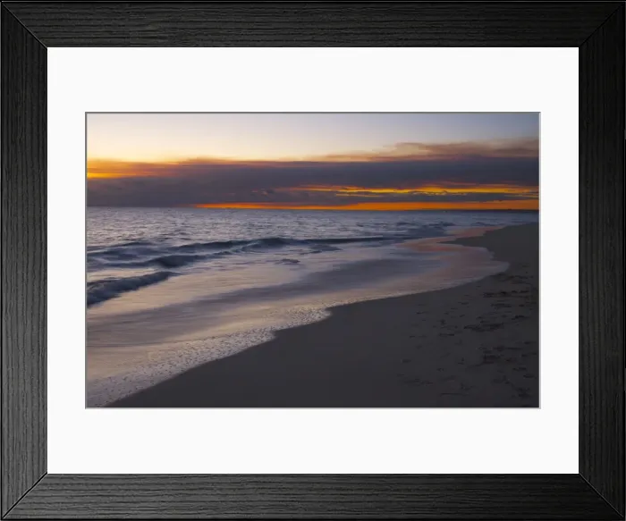 Framed Print : A smokey sunset on the beach after the bushfires creates a glorious red sky