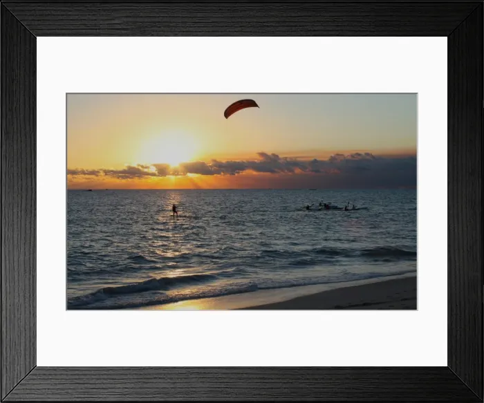 Framed Print : Water sports at a Perth beach during the summer at sunset Framed Print : Water sports at a Perth beach during the summer at sunset