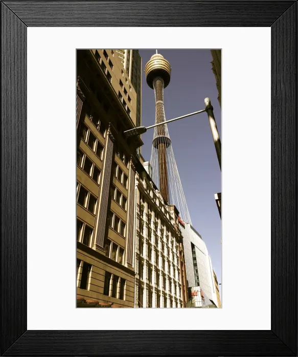 Framed Print : Looking up at Centre Point Tower in Sydney Australia