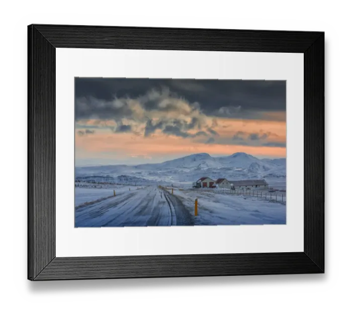 Framed Print : A winter scene near Budardalur, northwest Iceland Framed Print : A winter scene near Budardalur, northwest Iceland