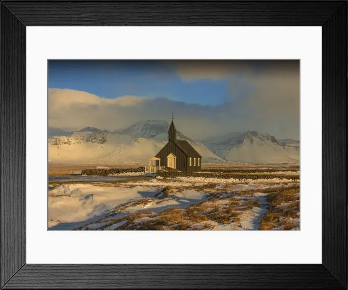 Framed Print : The church at Budir, Snaefellness, Iceland