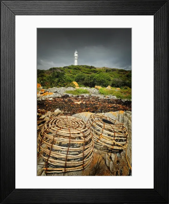 Framed Print : The Currie Lighthouse on King Island Tasmania, sent out from England and built in pieces from iron and steel