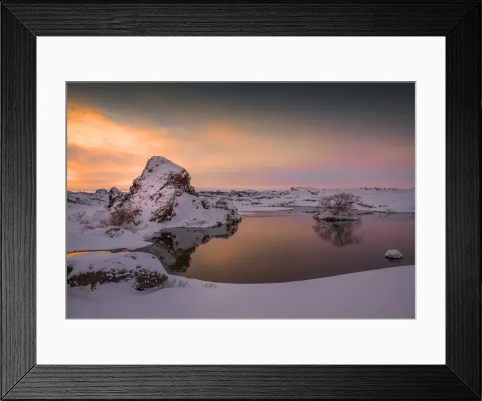 Framed Print : The beautiful and serene lake Myvatn during winter at Dimmuborgir, Iceland Framed Print : The beautiful and serene lake Myvatn during winter at Dimmuborgir, Iceland