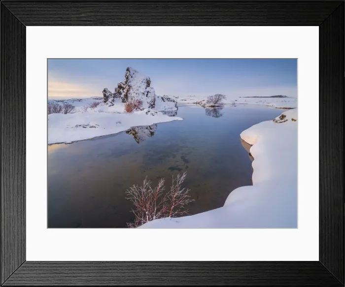 Framed Print : The beautiful and serene lake Myvatn during winter at Dimmuborgir, Iceland Framed Print : The beautiful and serene lake Myvatn during winter at Dimmuborgir, Iceland